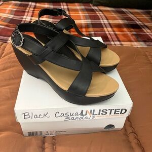 Women’s Black casual sandals. Worn once. Size 8M. Perfect condition.
